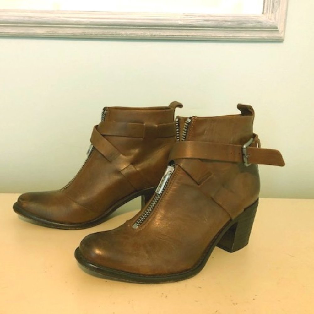 Diesel Cognac Leather Booties